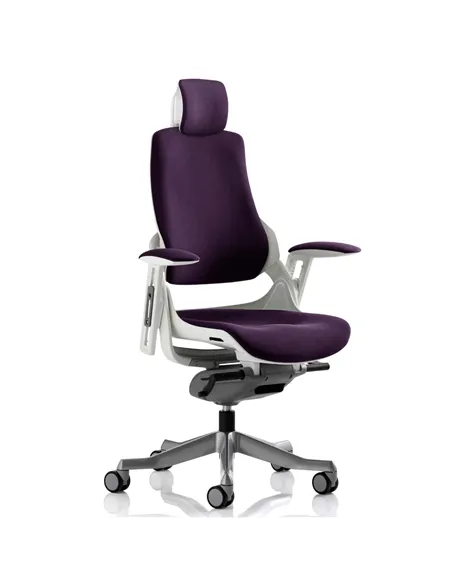 Dynamic Zure Office Chair White Shell  With Headrest Fully Bespoke Colour Tansy Purple KCUP1287
