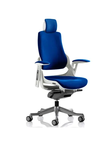 Dynamic Zure Office Chair White Shell  With Headrest Fully Bespoke Colour Stevia Blue KCUP1288