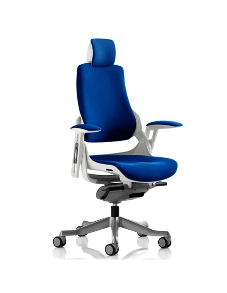 Dynamic Zure Office Chair White Shell  With Headrest Fully Bespoke Colour Stevia Blue KCUP1288