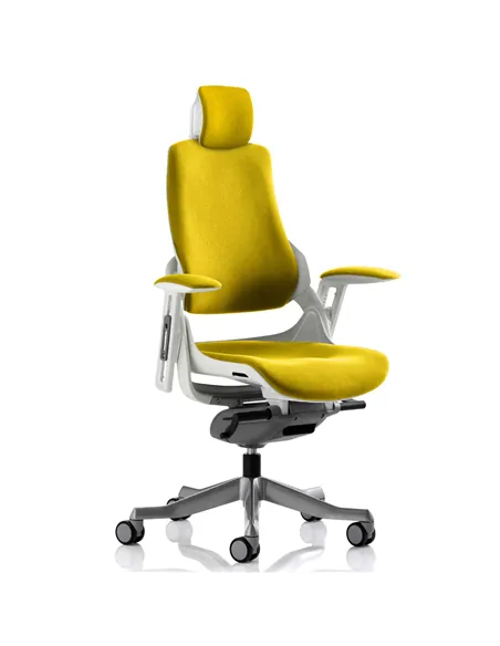 Dynamic Zure Office Chair White Shell  With Headrest Fully Bespoke Colour Senna Yellow KCUP1289