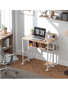 HOMCOM 80 cm Drop Leaf Writing Work Desk - Natural Wood Finish 2