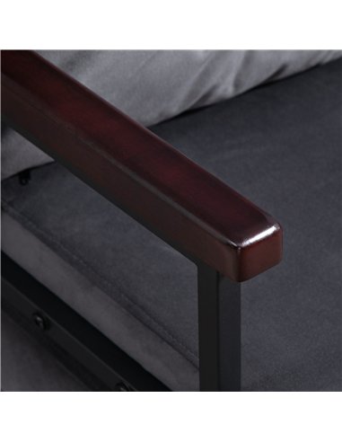 HOMCOM 4-in-1 Velvet-Feel Single Chair Bed, with Pillow - Charcoal Grey