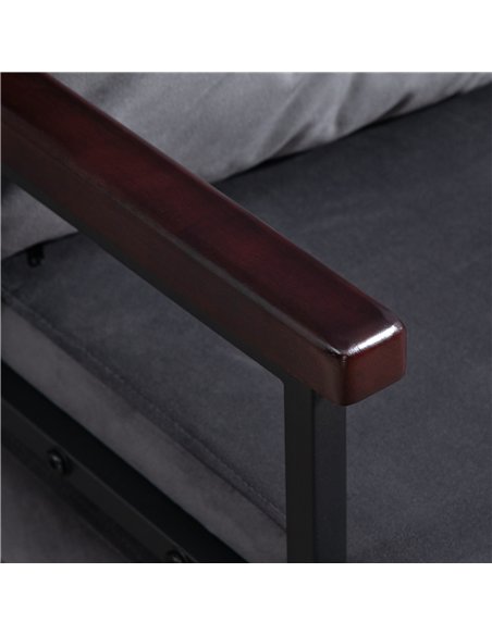 HOMCOM 4-in-1 Velvet-Feel Single Chair Bed, with Pillow - Charcoal Grey