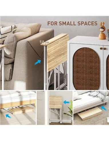 HOMCOM 80 cm Folding Desk on Wheels - Natural Tone