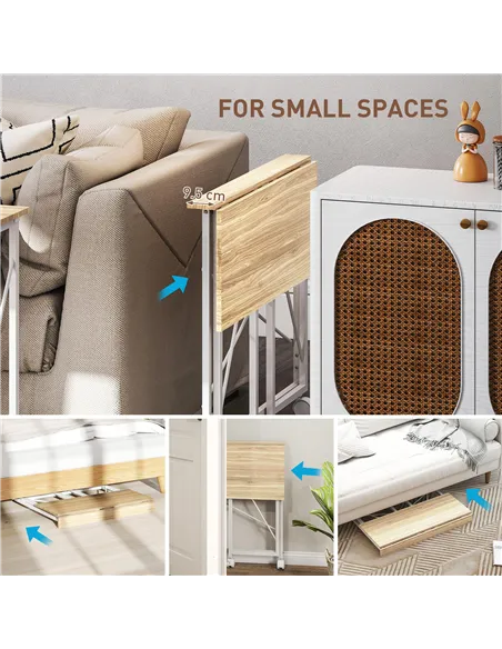 HOMCOM 80 cm Folding Desk on Wheels - Natural Tone