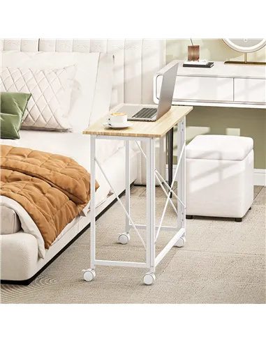 HOMCOM 80 cm Folding Desk on Wheels - Natural Tone