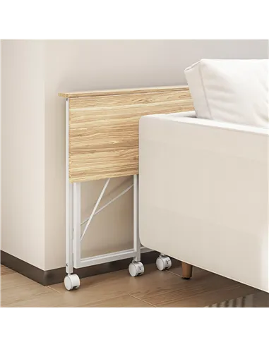 HOMCOM 80 cm Folding Desk on Wheels - Natural Tone