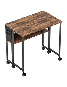 HOMCOM 80 cm Drop Leaf Writing Work Desk - Rustic Brown