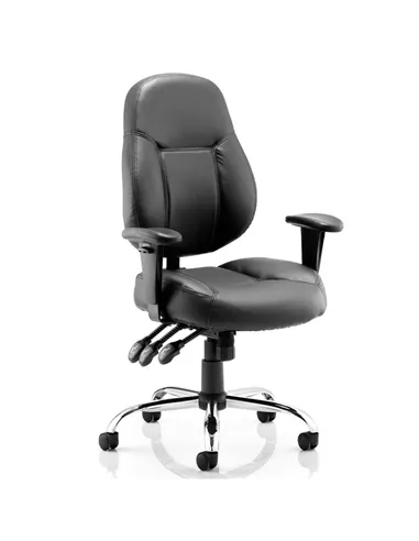 Dynamic Storm Task Operator Chair Black Soft Bonded Leather With Arms OP000129