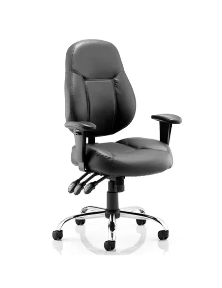 Dynamic Storm Task Operator Chair Black Soft Bonded Leather With Arms OP000129