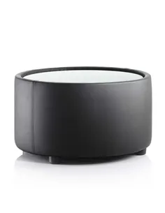 Dynamic Neo Reception Round Table Black Leather with Glass Top BR000314