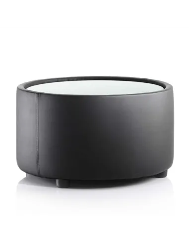 Dynamic Neo Reception Round Table Black Leather with Glass Top BR000314