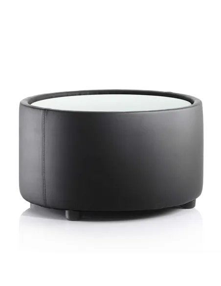 Dynamic Neo Reception Round Table Black Leather with Glass Top BR000314