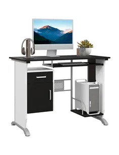 HOMCOM Computer Desk with Sliding Keyboard Tray, Storage Drawers and Host Box Shelf, Home Office Desk, Study Workstation, 100 x 