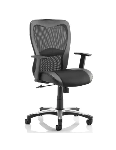 Dynamic Victor II Executive Office Chair Black Leather Black Mesh With Arms EX000075