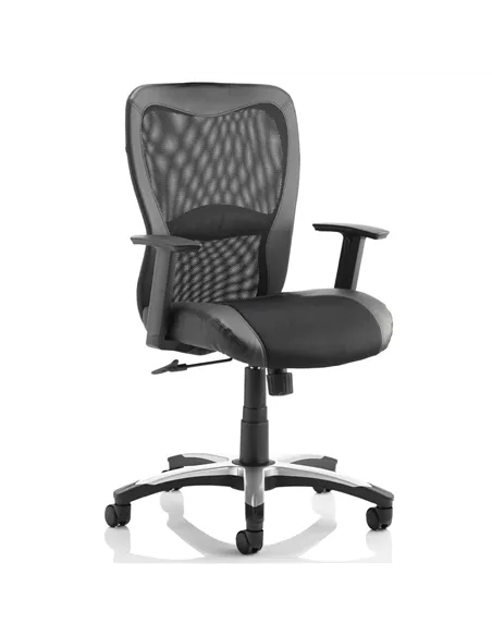 Dynamic Victor II Executive Office Chair Black Leather Black Mesh With Arms EX000075