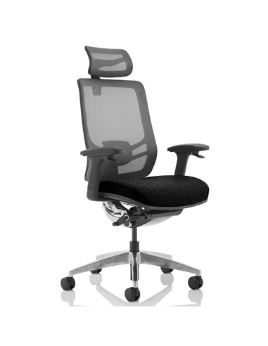 Dynamic Ergo Click Posture Office Chair Black Fabric Seat Black Mesh Back with Headrest KC0296