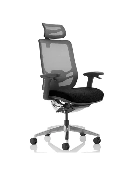 Dynamic Ergo Click Posture Office Chair Black Fabric Seat Black Mesh Back with Headrest KC0296
