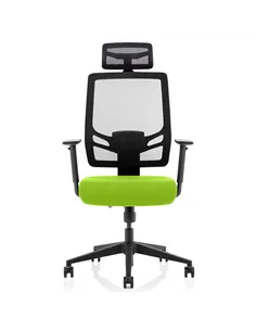 Dynamic Ergo Twist Office Chair Bespoke Fabric Seat Myrrh Green Mesh Back with Headrest KCUP1885 2