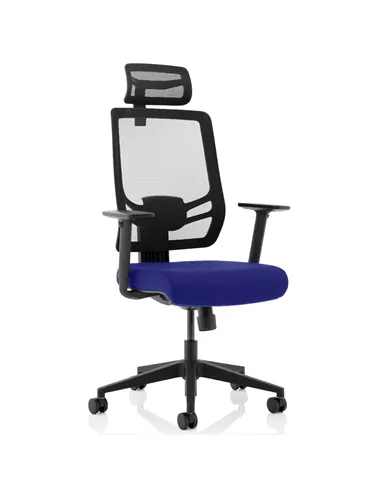 Dynamic Ergo Twist Office Chair Bespoke Fabric Seat Stevia Blue Mesh Back with Headrest KCUP1886