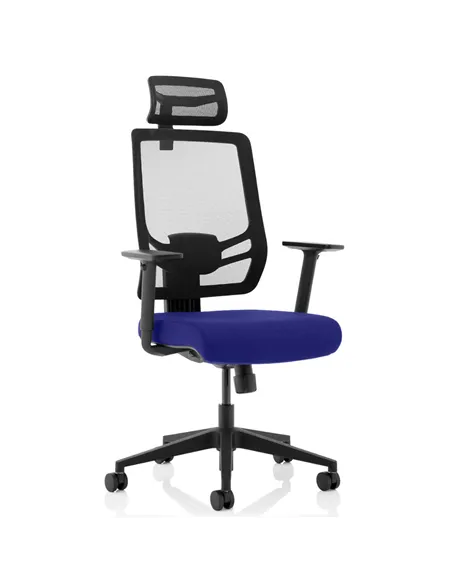 Dynamic Ergo Twist Office Chair Bespoke Fabric Seat Stevia Blue Mesh Back with Headrest KCUP1886