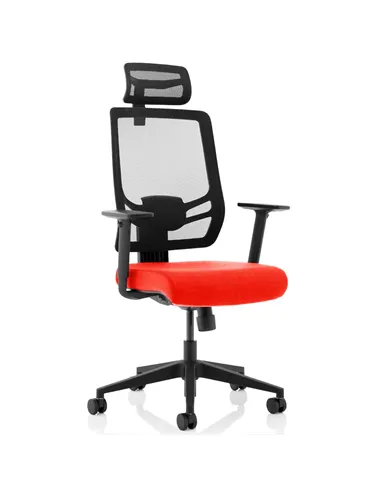 Dynamic Ergo Twist Office Chair Bespoke Fabric Seat Tabasco Orange Mesh Back with Headrest KCUP1887