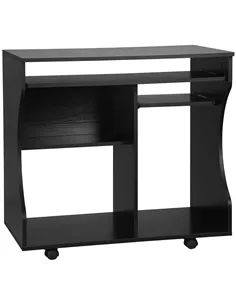 HOMCOM Multi-Storage Compact Work Desk, with Wheels - Black