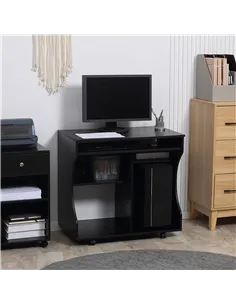 HOMCOM Multi-Storage Compact Work Desk, with Wheels - Black 2