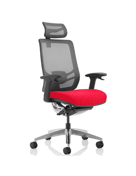 Dynamic Ergo Click Posture Office Chair Bespoke Fabric Seat Bergamot Cherry Black Mesh Back with Headrest KCUP1928