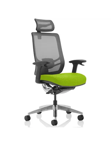 Dynamic Ergo Click Posture Office Chair Bespoke Fabric Seat Myrrh Green Black Mesh Back with Headrest KCUP1929
