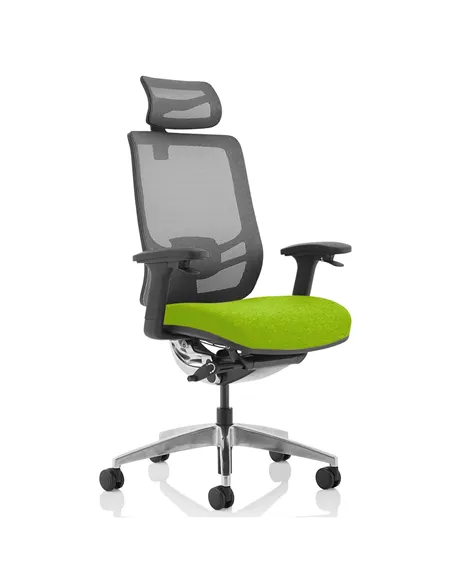 Dynamic Ergo Click Posture Office Chair Bespoke Fabric Seat Myrrh Green Black Mesh Back with Headrest KCUP1929