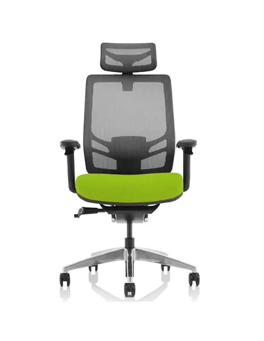 Dynamic Ergo Click Posture Office Chair Bespoke Fabric Seat Myrrh Green Black Mesh Back with Headrest KCUP1929