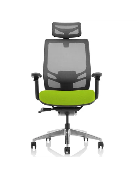 Dynamic Ergo Click Posture Office Chair Bespoke Fabric Seat Myrrh Green Black Mesh Back with Headrest KCUP1929