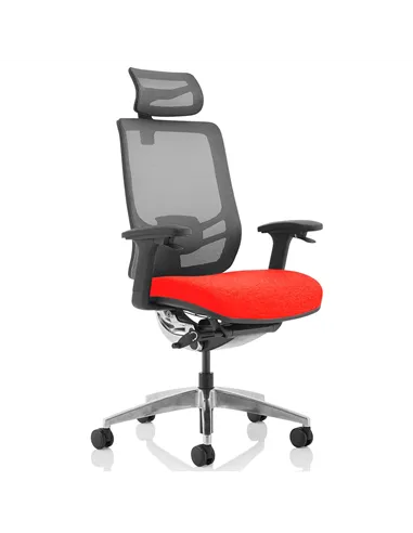 Dynamic Ergo Click Posture Office Chair Bespoke Fabric Seat Tabasco Orange Black Mesh Back with Headrest KCUP1931