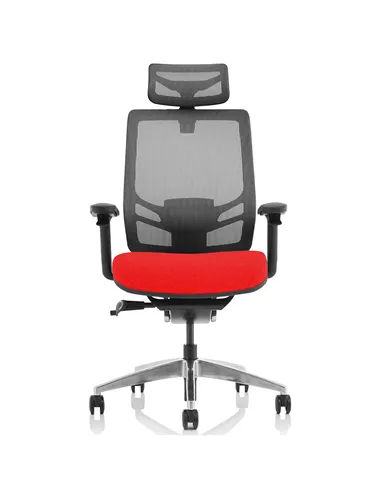 Dynamic Ergo Click Posture Office Chair Bespoke Fabric Seat Tabasco Orange Black Mesh Back with Headrest KCUP1931
