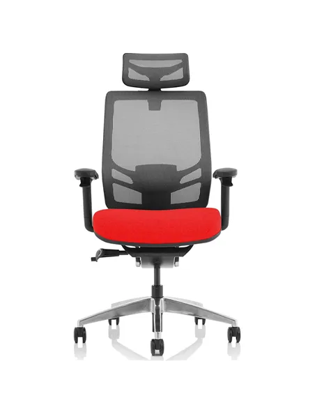 Dynamic Ergo Click Posture Office Chair Bespoke Fabric Seat Tabasco Orange Black Mesh Back with Headrest KCUP1931