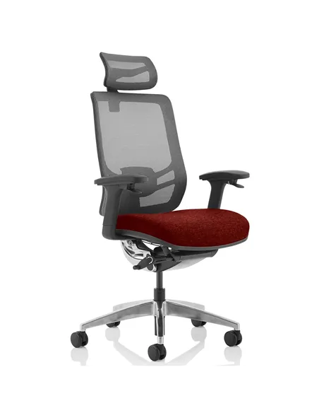 Dynamic Ergo Click Posture Office Chair Bespoke Fabric Seat Ginseng Chilli Black Mesh Back with Headrest KCUP1933