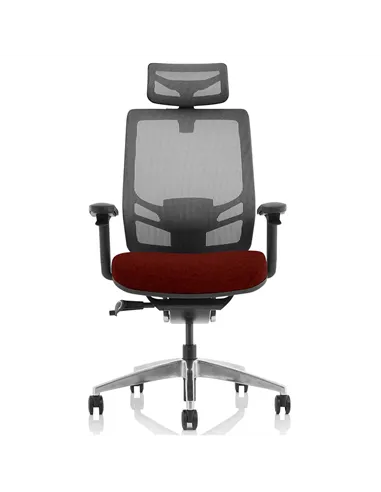 Dynamic Ergo Click Posture Office Chair Bespoke Fabric Seat Ginseng Chilli Black Mesh Back with Headrest KCUP1933