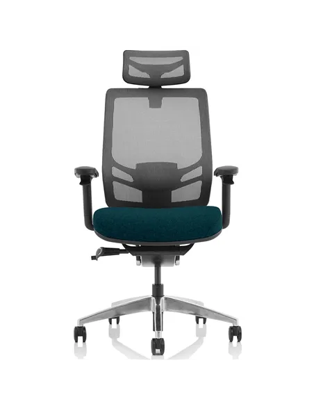 Dynamic Ergo Click Posture Office Chair Bespoke Fabric Seat Maringa Teal Black Mesh Back with Headrest KCUP1934