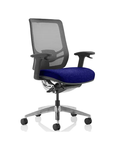 Dynamic Ergo Click Posture Office Chair Bespoke Fabric Seat Stevia Blue Black Mesh Back KCUP1938