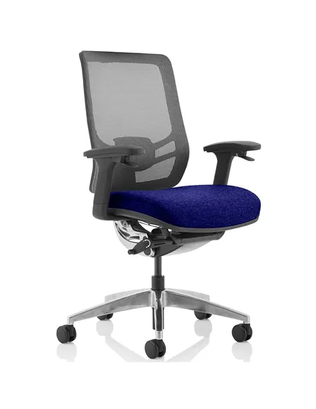 Dynamic Ergo Click Posture Office Chair Bespoke Fabric Seat Stevia Blue Black Mesh Back KCUP1938