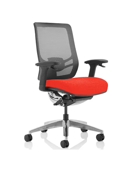 Dynamic Ergo Click Posture Office Chair Bespoke Fabric Seat Tabasco Orange Black Mesh Back KCUP1939