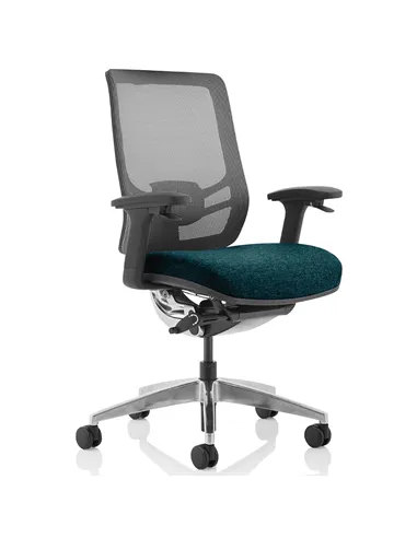 Dynamic Ergo Click Posture Office Chair Bespoke Fabric Seat Maringa Teal Black Mesh Back KCUP1942