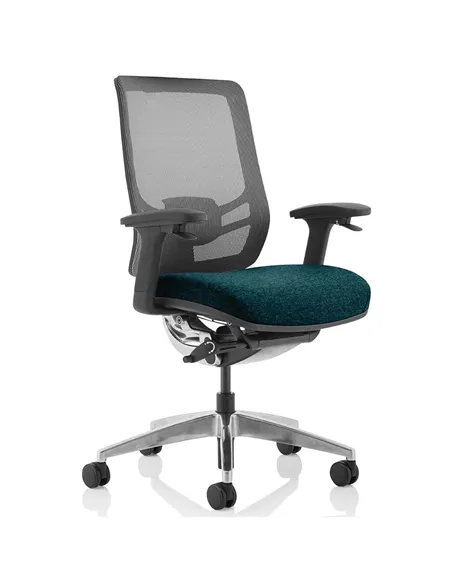 Dynamic Ergo Click Posture Office Chair Bespoke Fabric Seat Maringa Teal Black Mesh Back KCUP1942
