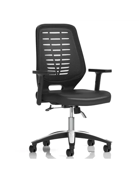 Dynamic Relay Task Operator Chair Leather Seat Black Back With Height Adjustable Arms KC0443