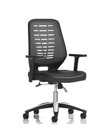 Dynamic Relay Task Operator Chair Leather Seat Silver Back With Height Adjustable Arms KC0444