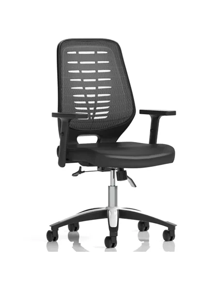 Dynamic Relay Task Operator Chair Leather Seat Silver Back With Height Adjustable Arms KC0444