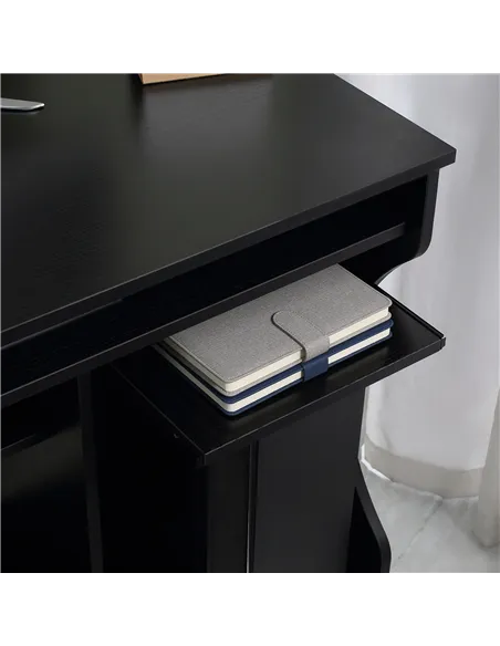 HOMCOM Multi-Storage Compact Work Desk, with Wheels - Black