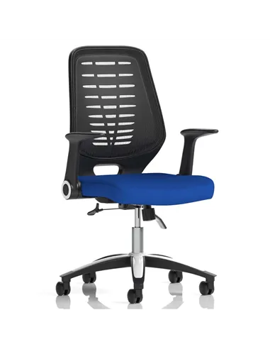 Dynamic Relay Task Operator Chair Bespoke Colour Black Back Stevia Blue With Folding Arms KCUP0507