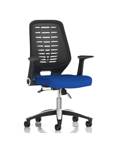 Dynamic Relay Task Operator Chair Bespoke Colour Black Back Stevia Blue With Folding Arms KCUP0507